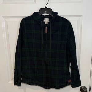 L.L. Bean Dark Green and Navy Checkered Hoodie